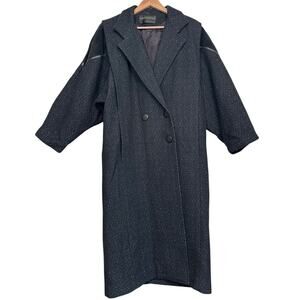 Vintage David Benjamin Women’s Black Wool Long Trench Overcoat Size 10